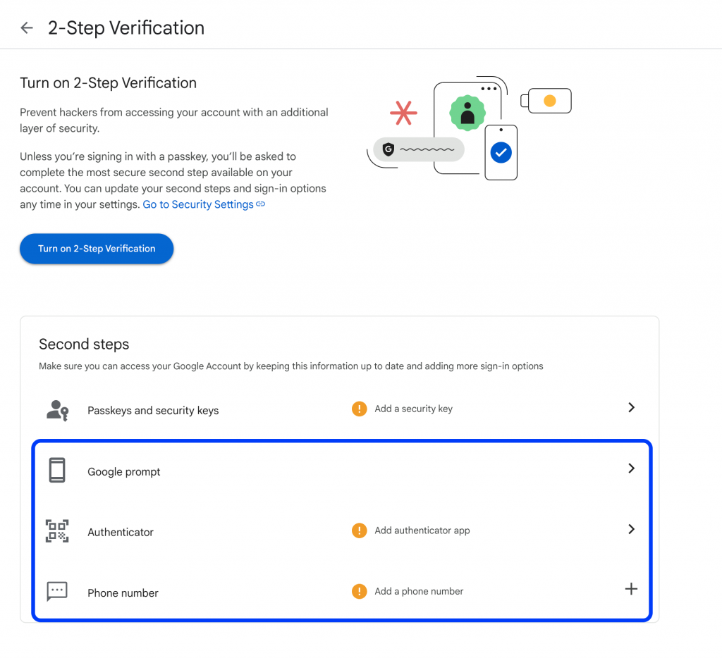 Click on the arrow to the right of your chosen method of 2-Step Verification.
