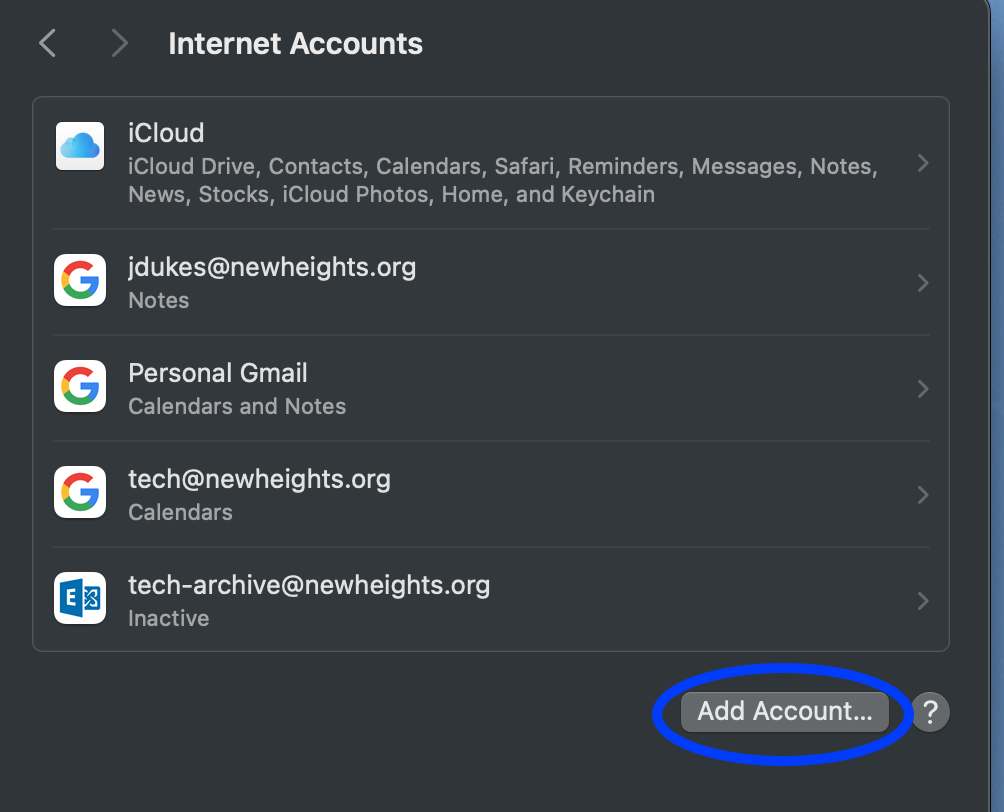 Click "Add Account"