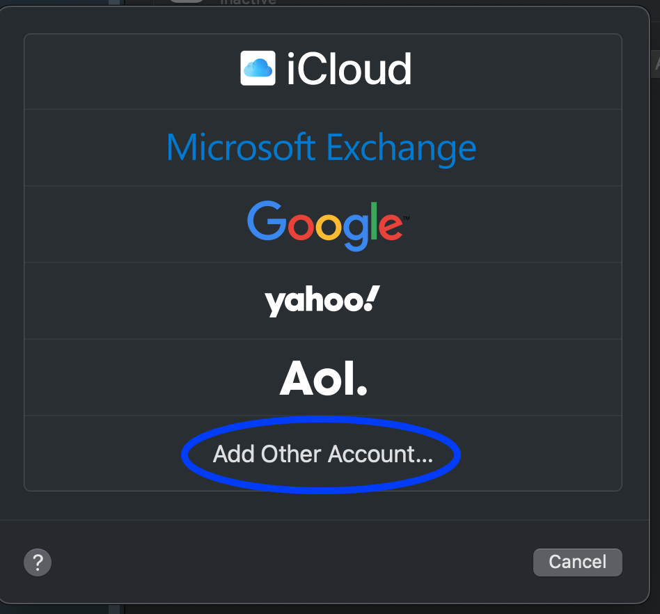 Click on "Add Other Account"