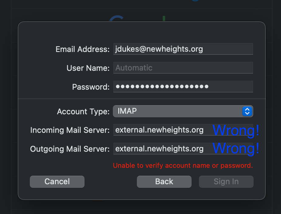 It will say it failed to authenticate because it is looking in the wrong place. 