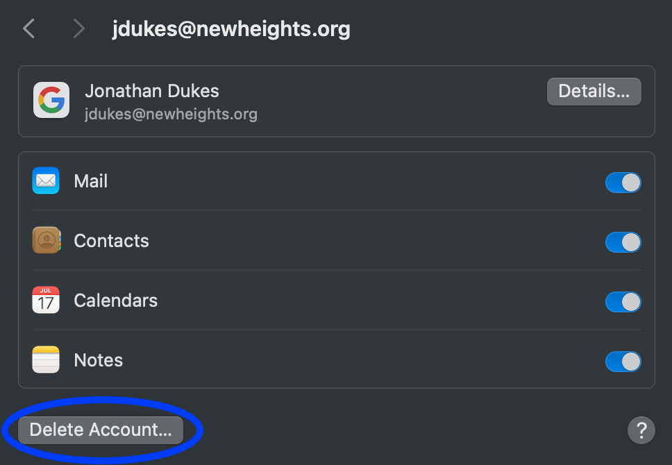 Click on the "Delete Account ..." button. You won't lose any email, that is stored on the server. It just removes the local copy.